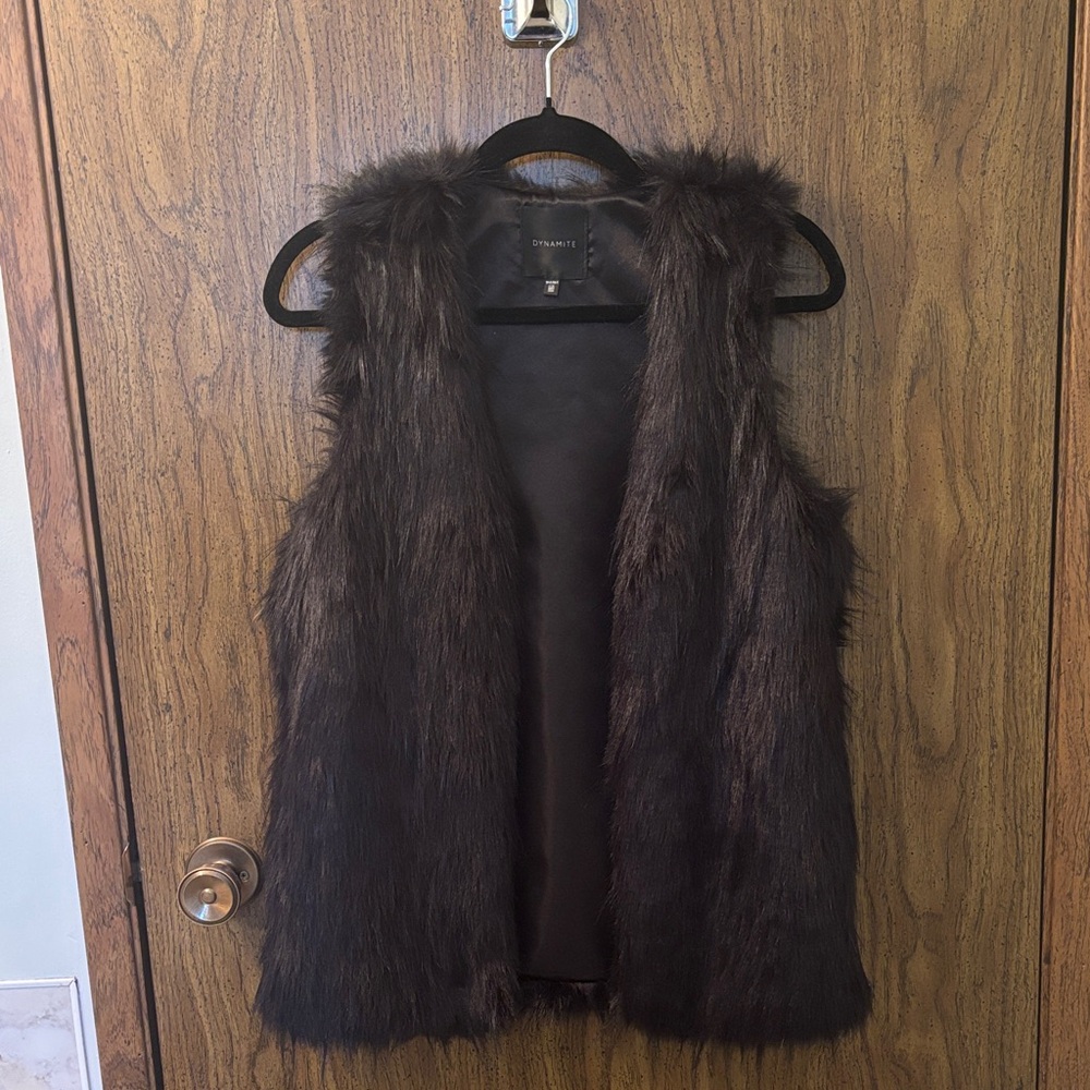 Dynamite Black Faux Fur Vest